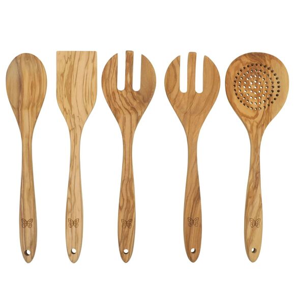 Pioneer Woman 5-Pc Olivewood Kitchen Cooking Utensil Tool Set Natural Color Gift - Picture 1 of 9